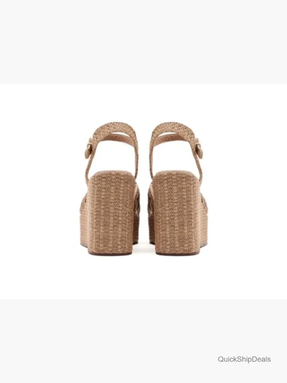 Wedge Sandals with Woven Straps and Adjustable Ankle Strap